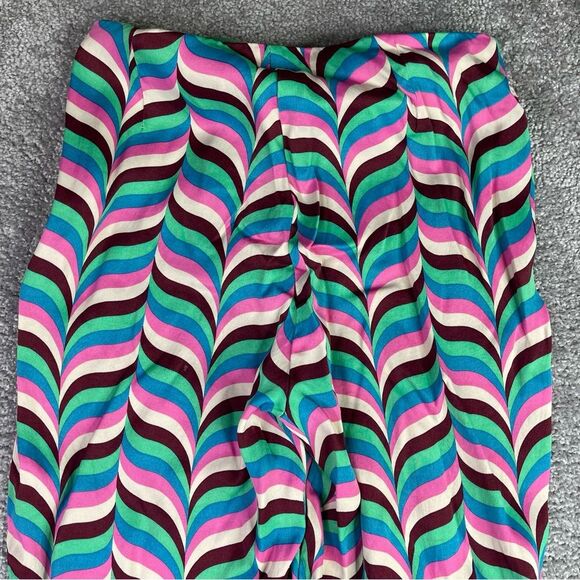 Zara Pants Women's Medium Colorful Flare Mid-Rise Striped Groovy - Picture 7 of 13